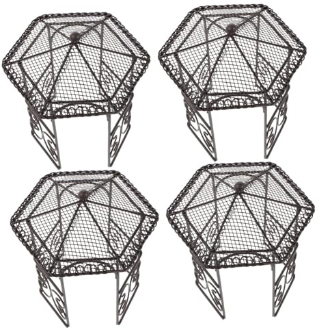SUPVOX 4pcs Mini Iron Pavilion Fairy Garden Dollhouse Pavilion Micro Landscape Ornaments Compact Doll House Accessories for Creative Play and Small Space Decoration