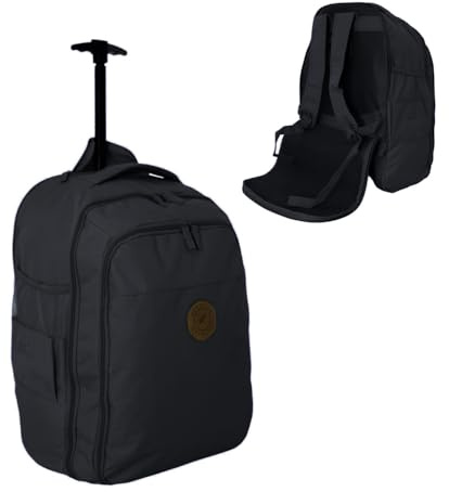 Bordlite EasyJet Cabin Approved Wheeled Backpack 45x36x20cm – 2 in 1 Lightweight Trolley Bag & Rucksack on Wheels (1.53kg, 36L) Underseat Hand Luggage for Travel, Business, Weekend Trips - Black