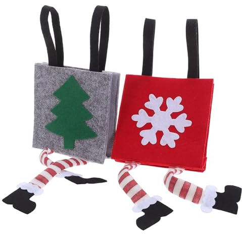 Gatuida 2 Stück Weihnachts-geschenktaschen aus Stoff mit Griffen Wiederverwendbare Quadratische Handtaschen für Süßigkeiten und Partygeschenke Stabile Tragetaschen für Weihnachten und