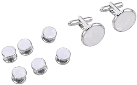 FRCOLOR Herrs Manschettknappar och Skjortknappar Rund Emalj Snäckskal Franskt Stil Cufflinks för Business Skjortor och Smoking Tillformella Kläder