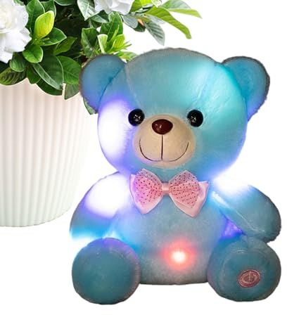 Generisch Juguete de peluche luminoso, colorido y radiante, linda muñeca, juguete de peluche suave para niños con luz nocturna LED, para niñas y adultos, como compañero de consuelo, sala de estar