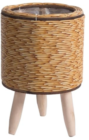 Wedhapy Maceta con Patas Soporte para Plantas de ratán, Maceta con Patas, Soporte de Mimbre rústico de 5, 51 Pulgadas, para jardineras pequeñas, De pie para balcón Estilo 2