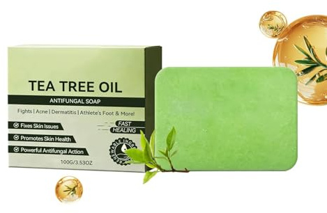 Jabón Antimicótico Con De Árbol De Té - 100 G, Barra De Jabón Para Rostro Y Cuerpo | Jabones De Limpieza Diaria Con De Árbol De Té Para Dejar La Piel Hidratada Y Flexible Sin Tirantez