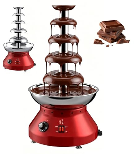 Fontana Di Cioccolato Professionale, Macchina Elettrica Per La Fusione Del Cioccolato A 4/5 Livelli Con Temperatura Regolabile Da 30 A 110℃, Cascata Per Fonduta In Acciaio Inossidabile Per red 5Tiers