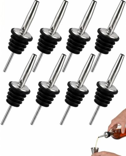BTACGWP Set da 8 Versatori Liquore Acciaio Inox - Dosatori Bar Antibgoccia Profesionali Beccucci Universali per Vino Olio Cocktail Succhi con Flusso Preciso e Finitura Igienica Lavabile