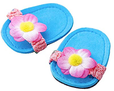 Heless 135 - Bade-Schuhe für Puppen, in Blau mit Blumenapplikation, Größe 28 - 35 cm, passend zum sommerlichen Puppen-Outfit