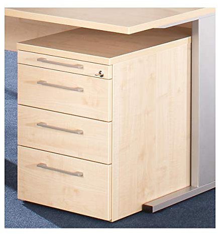 kaiserkraft | Petra - Rollcontainer | Materialschale | 3 Schubladen | Ahorn-Dekor