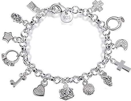 Aeora S925 Silver Thirteen Hanging Pieces Bracelet For Women Gift Bracelets & Bangles Jewelry