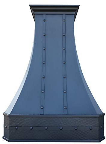 SINDA Island Mount Copper Range Hood, Custom Hammered 16 Gauge Solid Copper Range Hood with 304 Stainless Steel Vent and Fan Motor, 42Wx30H, H3STROOI4230