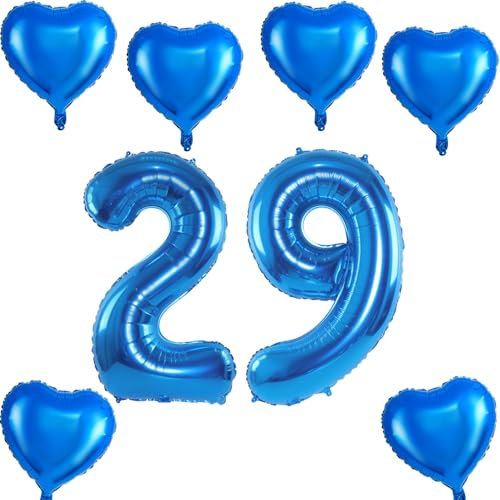 Ballon gonflable en forme de chiffre 29 - Bleu - À l'hélium - Numéro 29 - Décoration d'anniversaire - XXL - 40 - Décoration d'anniversaire - Ballon numéro 29
