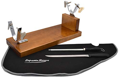 LEPANTO JAMONERO Bodega Roble + Set Negro Soporte JAMONERO BUARFE Bodega Horizontal EN Color Roble con Cuchillo JAMONERO CHAIRA Y Cubre Jamon para HOGAR O Restaurante Color Cubre Jamon: (Set Negro)