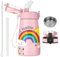 OLDLEY 350ml/12oz Kids Stainless Steel Water Bottle with Straw for School with 2 Different Lid Metal Vacuum Insulated Water Bottles Small Flask for Boys Girls Toddler Children Hot Cold Drinks BPA Free