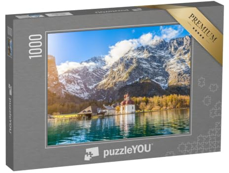 puzzleYOU: Puzzle 1000 Teile „Malerische Berglandschaft am Königssee in Bayern, Deutschland“ – aus der Puzzle-Kollektion Natur, Deutschland, Flüsse & Seen, Deutsche Alpen