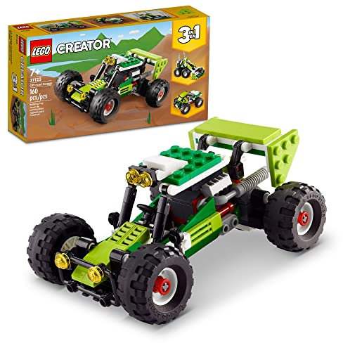 LEGO 31123 Creator 3-in-1 Buggy, Geländewagen, Lader, Bagger, Mountainbike, Spielzeug für Kinder, 3 Baufahrzeuge