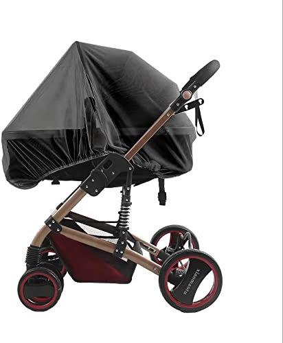 Insektenschutz Universal Kinderwagen Moskitonetz Feinmaschig Geschlossen Mückennetz Gummizug Buggy Fliegennetz Reißfest Waschbar Moskitoschutz Hochwertig Engmaschig für Babyschalen Babywagen Weiß/Rosa