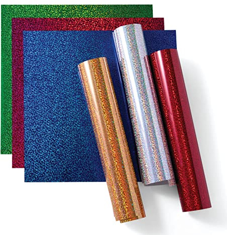 Cricut Holographic Sparkle Iron On, Ultimate Sampler - 12'x12' Sheets (3ct)- HTV Heat Transfer Vinyl for Shirts, Apparel, Hats & More - Compatible with Cricut EasyPress & Machines