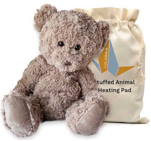 Lulumaia Cute Plush Stuffed Animal Heating Pad for Period Cramps - Ideal Portable Heating Pad for Menstrual Cramps - Microwavable Stuffed Animal for Girls, Women, Kids, Pets (Bear)