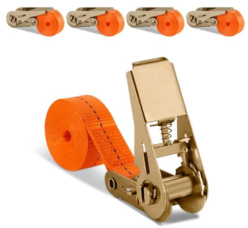 Spanngurte mit Ratsche 2M - 4er Pack Ratschengurte, Verstellbare Zurrgurte mit Klemmschloss, Enorm Robuste Zurrgurt, für Auto, Sackkarre, Motorrad, Gepäckpakete, Camping, Feste Ladung