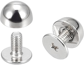 Kvartsman nitar med skruvlock, 12 uppsättningar, 8 x 5 mm, runda nitar, nitar, spikar för plånbok, handväska, läderhantverk, silverton