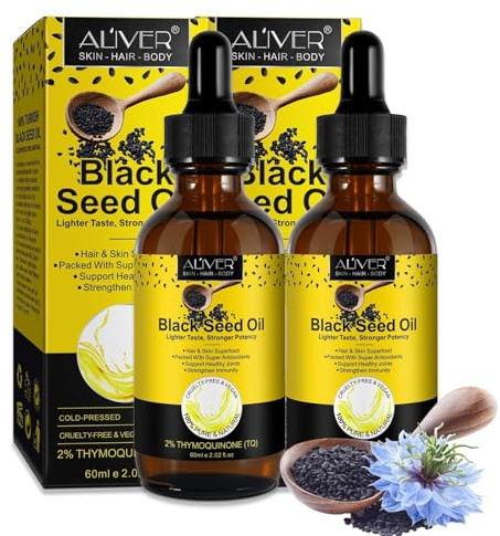 P-Beauty Bio Schwarzkümmelöl tropfen für Haare & Haut 2x60ml, Kaltgepresst - natürliches Pflegeöl, stärkt Immunsystem, fördert Haarwachstum, Schwarzkümmel Öl für Anti-Aging, Feuchtigkeit & Akne