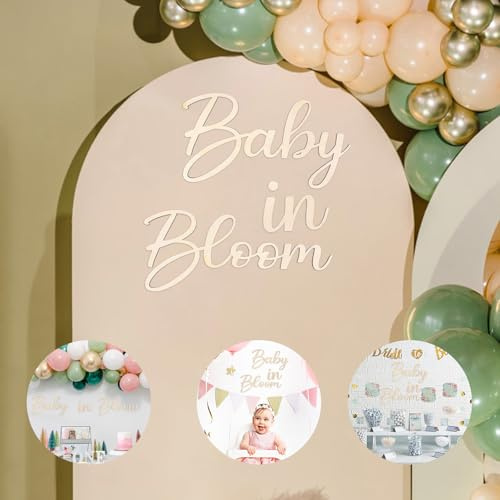 Decoración de Fiesta de Baby Shower Bloom, Juego Madera Baby In Bloom Decoraciones Ducha Baby In Bloom Pancarta Revelación Género Baby In Bloom Telón Fondo Baby In Bloom Niño Niña Fiesta