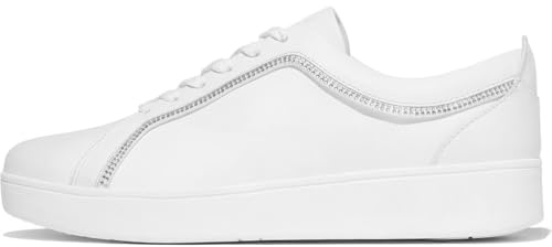 Fitflop Sneakers da Donna Rally in Pelle con Finiture in Cristallo, Bianco Urbano, 38.5 EU