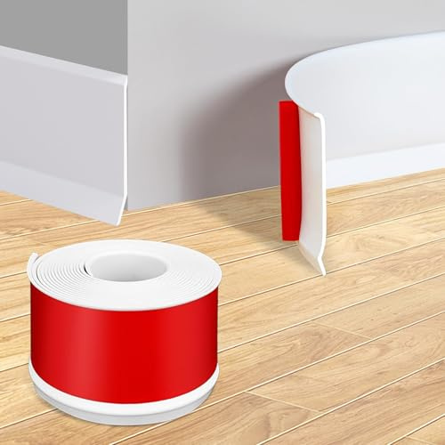 PVC mjuk sockellist självhäftande, vit golvlist 5 cm x 5 m, slutlister självhäftande övergångslist golv, flexibel skridskobräda trim för kök, badrum och vardagsrum