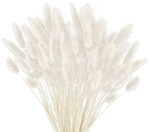 120 pcs Erba della Pmapas, Fiori Essiccati Pampas Erba Piante Fluffy Fiori Essiccati, Boho Decorazione Casa Fiori Arrangements (Bianco)