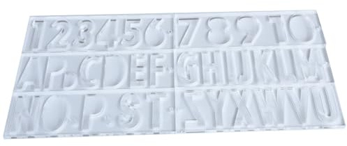 Colini Großbuchstaben-Schablone – 26 Alphabet- und 10-Zahlen-Acryl-Schablone für Holzbearbeitung, Schilderherstellung und Bastelarbeiten, Präzisions-Gravur-Lineal, kompatibel mit 1/4-Zoll-Fräser-Bits