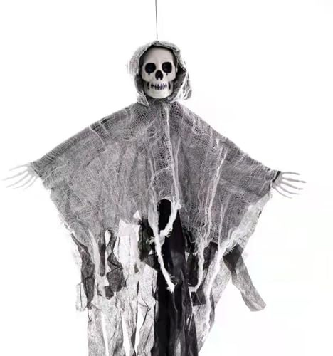 WHGHG Scheletro Halloween da Appendere- Decorazioni Spaventose per Esterno con Fantasma, Addobbi Giardino Horror e Teschi da Giardino