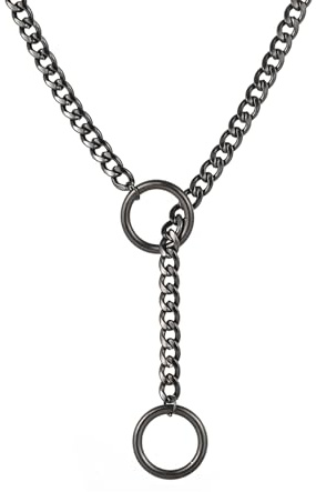 Tqcplfdiddo Heart O Ring Slip Chain Choker Necklace for Women Stainless Steel Cuban Chain Heart Y-shape Necklace Punk Rock Collar Necklaces Adjustable Necklace for Men