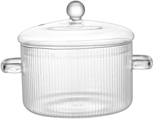 Glass Simmer Pot for Stove Top 1600ml Heat Resistant Clear Glass Saucepan with Lid and Handle Ideal for Cooking Soup Pasta Milk Baby Food Tea and Porridge