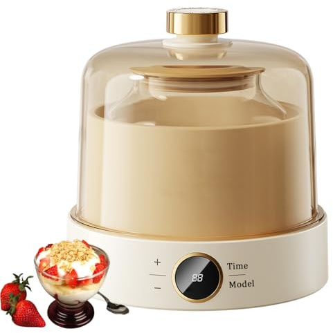 TYH Yogurtiera Elettrica da 15 W, Macchina per Yogurtiera Intelligente da 1 Litro, Macchina in Acciaio Inossidabile con Display a LED e Timer, Yogurtiera Elettrica con Controllo della Temperatura