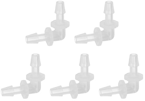 QUARKZMAN 5Pcs Raccord À Bride À 90 Degrés l Raccord, 3/16 OD Raccord en Plastique pour Tuyau À Bride Soudeur Réparateur Joint Adaptateur pour De Tuyau De Liquide De Carburant, Transparent