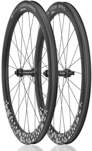 KUNYOS 700C Rennrad-Laufradsatz Carbon-Faser-Felgen 50 Mm Höhe Center-Lock-Scheibenbremse Durchsteckachse 24-Loch-Naben Für 8-12 Gang Kassette