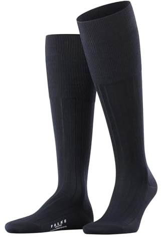 FALKE Milano M Kh cotone al ginocchio tinta unita 1 paio, Calzini lunghi Uomo, Blu Dark Navy 6370, 45-46