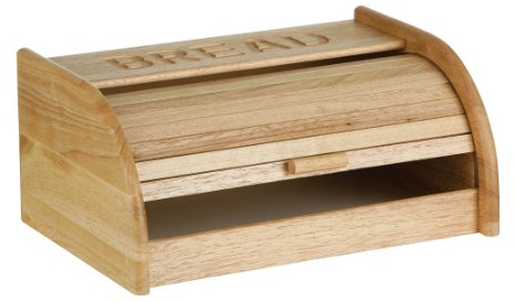 Premier Housewares Bread Bin Wooden Natural Biscuit Tins Storage Bamboo Wood Bread Bin Bread Storage Bread Basket with Lid H 19 cm x W 33 cm x D 22 cm