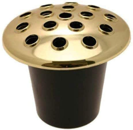 Black Plastic Grave Vase Insert with Gold Lid - Cemetery Vase