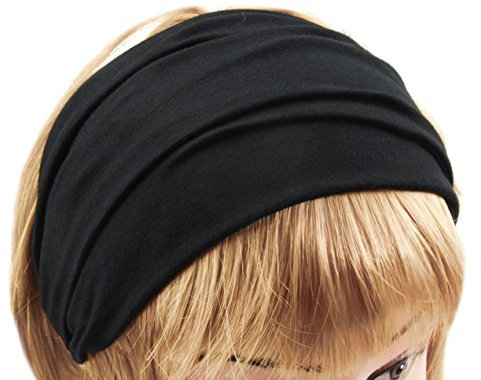 axy Haarband Yoga Stirnband Headband Hairband Wunderschön Damen Haarschmuck Sport Stirnbänder HB4 (Schwarz, Extra breit)