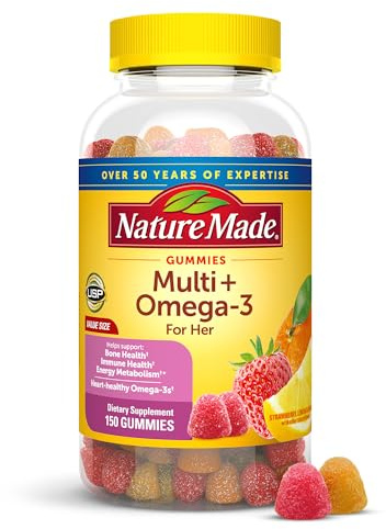 Nature Made Womens Gummy Multivitamins with Omega-3, Multivitamin for Women for Daily Nutritional Support, 150 Gummies, 75 Day Supply