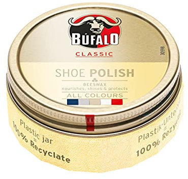 Bufalo Schuhcreme mit natürlichem Bienenwachs zur besonderen Pflege Ihrer hochwertigen Schuhe. (75 ml, Neutral)