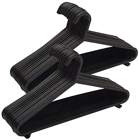 KAPCO Black Plastic Clothes Hangers – 50 Pack Strong Adult Coat Hangers for Wardrobe Organisation, Durable Hanger with Trouser Bar & Hooks, Space Saving, Slim for Clothes Rail & Storage | Bulk Buy