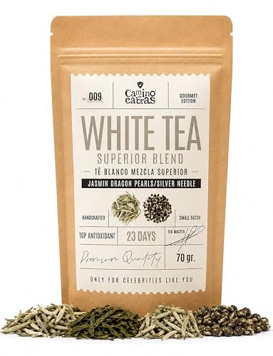 Nº009 WHITE TEA SUPERIOR BLEND - White Tea Superior Blend - QUELLE VON VITAMINEN UND MINERALEN - Antioxidantien-Aufguss - 23 Tage - 100% natürliche Inhaltsstoffe - 70 gr Beutel.