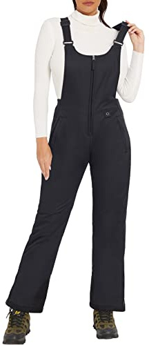 GEMYSE Pantalon de Ski Femme Imperméable et Coupe-Vent Salopette avec Bretelles Réglables pour Neige et Snowboard(Noir,2XL)