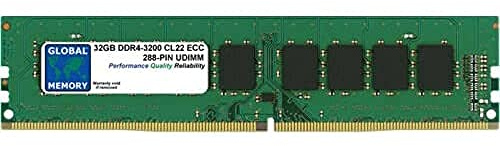GLOBAL MEMORY 32Go DDR4 3200MHz PC4-25600 288-PIN ECC DIMM (UDIMM) MÉMOIRE RAM pour SERVEURS/WORKSTATIONS/Cartes Meres