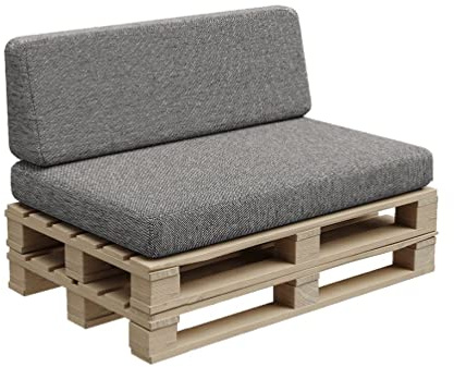 Gutekissen, cuscini in pallet, cuscini in pallet, cuscini da giardino, sovrapposizioni in pallet, divano, cuscini, imbottiture Indoor Outdoor PFBG (Set (120x80 + 120x35), Grigio scuro)