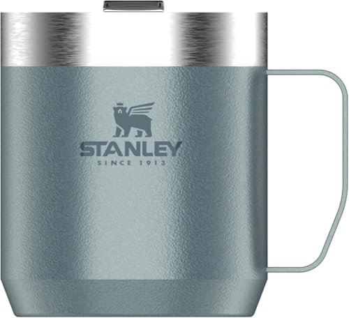 Stanley Classic Legendary Camp Mug Thermobecher 354ml - Hält 1.5 Stunden Heiß - 3 Stunden Kalt - BPA-Frei - Spülmaschinenfest - Edelstahl Kaffeebecher To Go - Hammertone Ice