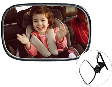 Crazy Bean Rücksitzspiegel für Babys Spiegel Auto für die Windschutzscheibe mit Rahmenclip 360°Schwenkba Bruchsicheres Universeller Rückspiegel Baby für Meisten Auto 12 * 8CM