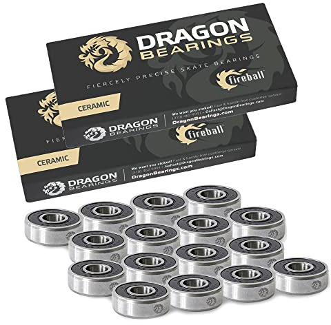 Dragon Roller Skate Bearings 16 Pack - High Performance Inline Skate Bearings - Guaranteed for Life (Ceramic)