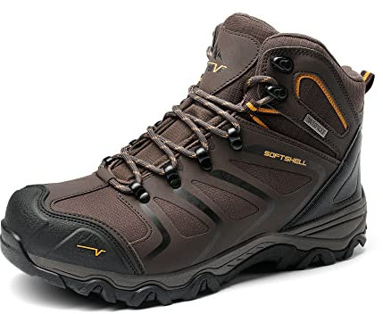 NORTIV 8 Stivali da Trekking da Uomo Escursionismo All'aria Aperta Scarpe da Trekking Scarponi Scarpe da Arrampicata Alpinismo,Size 43,Marrone/Nero/Marrone Chiaro,160448_M-E